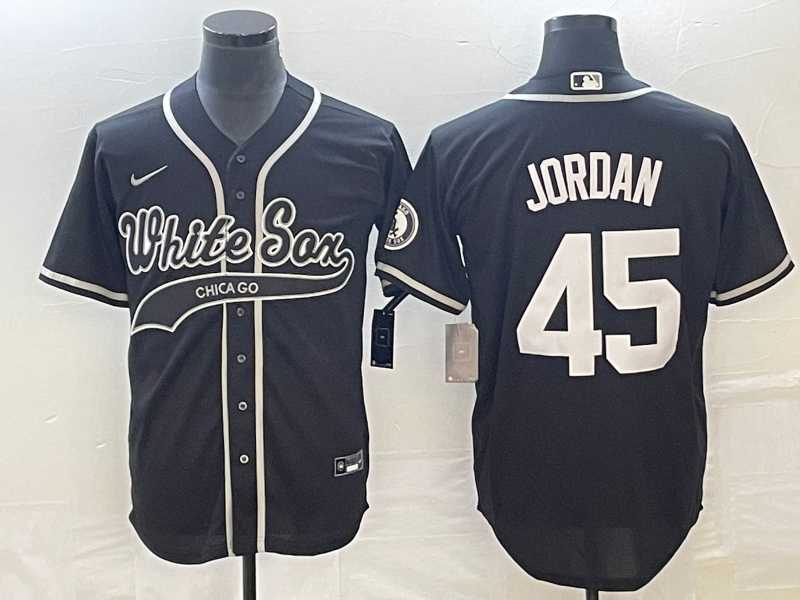 Men%27s Chicago White Sox #45 Michael Jordan Black Cool Base Stitched Baseball Jersey